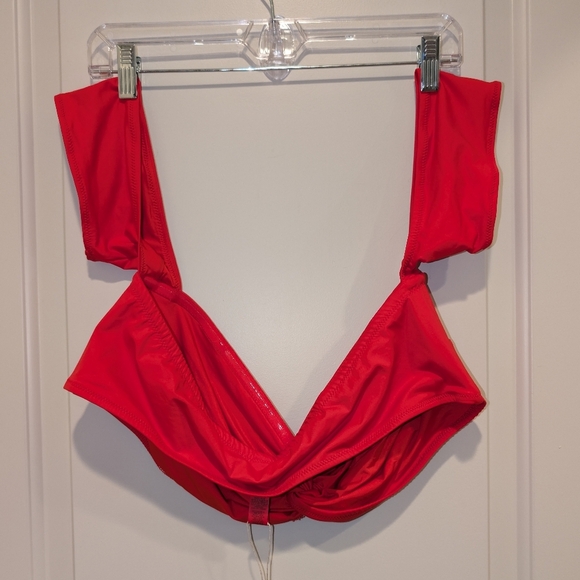 SKIMS Signature Swim Off The Shoulder Bikini Top Ruby Red 3X - Picture 3 of 6
